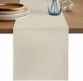 Ivory White Burlap Cotton Table Runner 72 Inches Long, Modern Pure