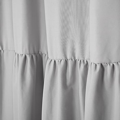 DOSLY Ides Ruffled Farmhouse Shower Curtain, Light Grey Fabric