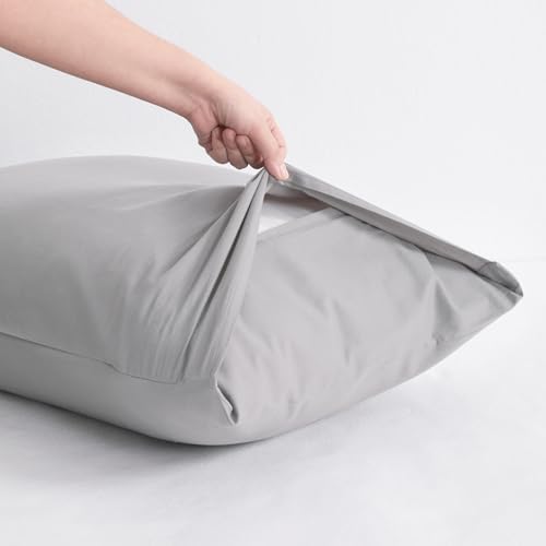 NTBAY Cotton Standard Pillowcases, Set of 2, Light Grey