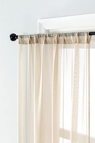 Curtains Semi Sheer Beige Solid Color Window Curtain for Bedroom, 52"