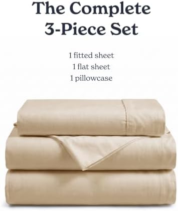 Beckham Hotel Collection 100% Cotton Twin Sheet Set, 3-Piece, Sand