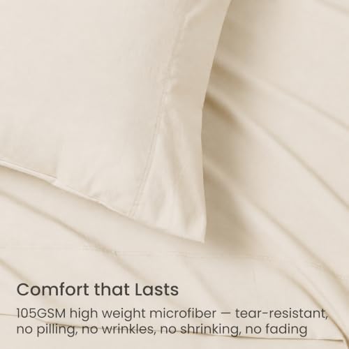 GOKOTTA 4 Piece Full Size Sheet Set - Soft, Breathable & Cozy - Light