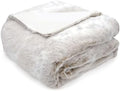 DEZ FURNISHINGS Reversible Faux Rabbit & Mink Fur Throw Blanket, Ultra