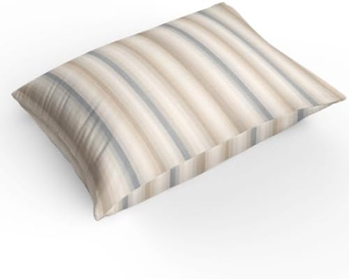 Duvet Cover Queen Size, Brown Gray Striped 3-Piece Bedding