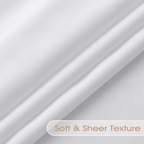 White Sheer Curtains for Living Room, Privacy Sheers, 108 Inches, 2
