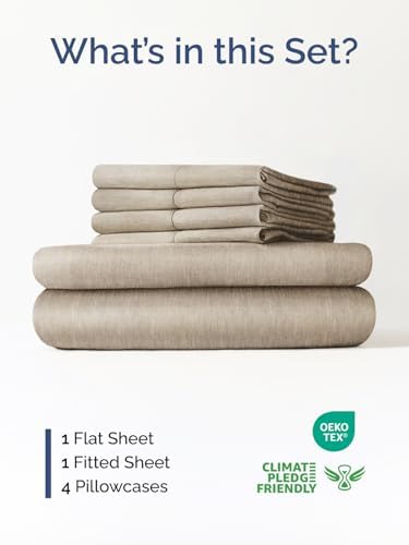 CGK Extra Deep Queen Sheet Set - 6pc Cooling Sheets - Heathered Beige