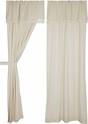 Piper Classics Flax and Lace Panel Curtains, Set of 2, 84" Long