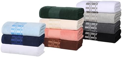 SUPERIOR 6-Piece Cotton Towel Set, Geometric Design, Dobby Border