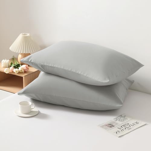 Microfiber Standard Pillowcases, 2 Pack, 20x26 Inch, Light Grey