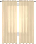 2 PC Solid Rod Pocket Sheer Window Curtain Treatment Drape Voile