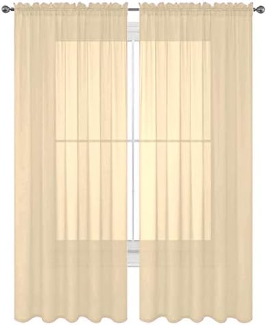 2 PC Solid Rod Pocket Sheer Window Curtain Treatment Drape Voile