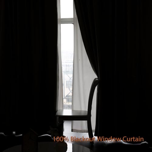 Sand Beige Blackout Window Curtains 108 inches Long, Double Pleated