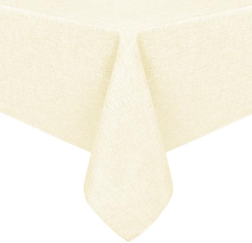 Hiasan 54 x 108 Inch Faux Linen Rectangle Tablecloth, Champagne