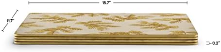 Pimpernel Sara Miller Etched Leaves Placemats, Set of 4 - Light Grey