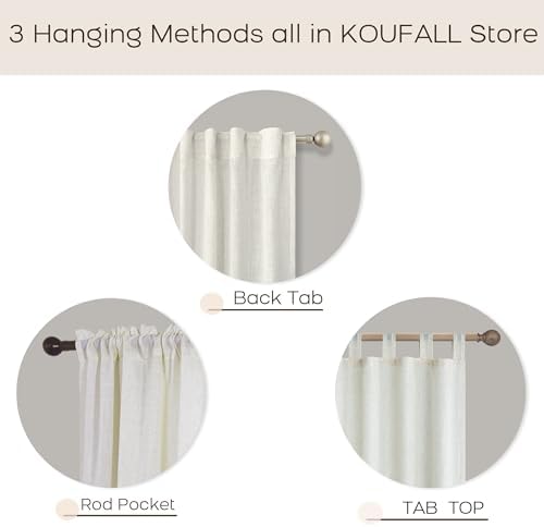 KOUFALL 120 Inch Curtains Extra Long Bronze Grommet Linen Sheer Tall