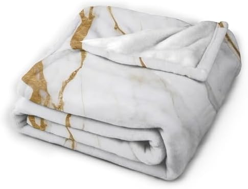 Marble Throw Blanket, White Gold Crack Vintage Flannel Blanket 30"x40"