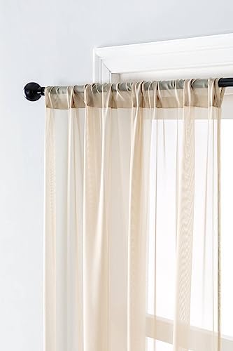 Sheer Bedroom Curtains 108 Inch Length 2 Panels Set, Rod Pocket Semi
