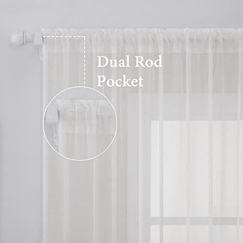 MIULEE 2 Panels Sheer Curtains for Living Room 54 X 108 Inches Ivory