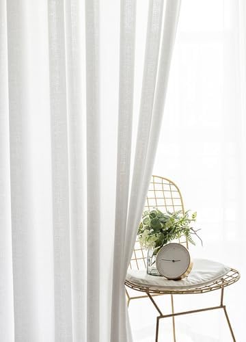 Beydodo Bedroom Curtains 63 Inches Long, Semi Sheer Curtains for