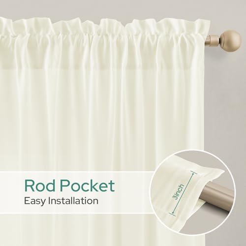 HOMEIDEAS Non-See-Through Ivory Privacy Semi Sheer Curtains