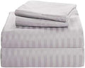 ARlinen 5 PCs Duvet Cover Set King Size Light Grey Stripe 400 Thread