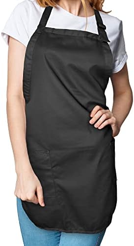 DALIX Apron Commercial Restaurant Home Bib Spun Poly Cotton Kitchen