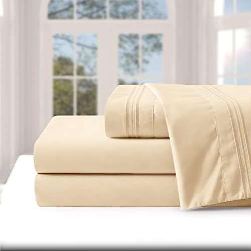 Manyshofu Extra Deep Pocket King Sheets, Light Beige Microfiber