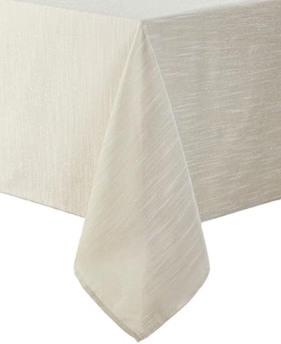 Laura Ashley Shimmery Arabesque Tablecloth, 60" x 120", Silver