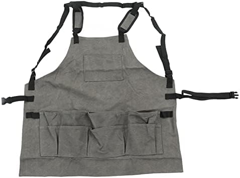 Durable Woodworking Apron Gray Canvas with Large Capacity for Men and