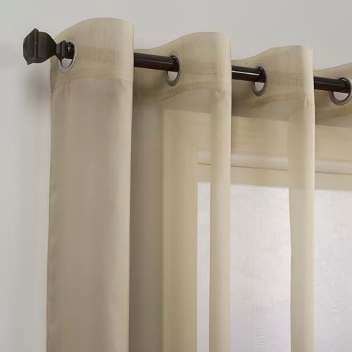 No. 918 Emily Sheer Voile Grommet Curtain Panel, 59" x 84", Stone