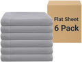 ZPECC King Flat Sheets Only Light Gray 6 Pack, Color-Coded Hem Threads