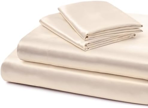 Vonty Beige Satin Sheets King Extra Deep Pocket 18-24In 4PC