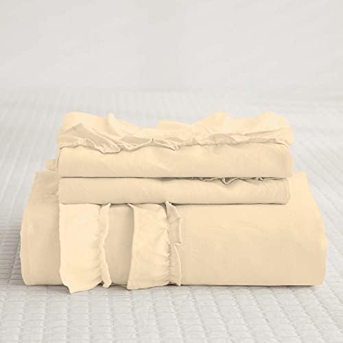 Luxurious 3 Piece Double Ruffle Duvet Cover with Zipper Closure, 100%