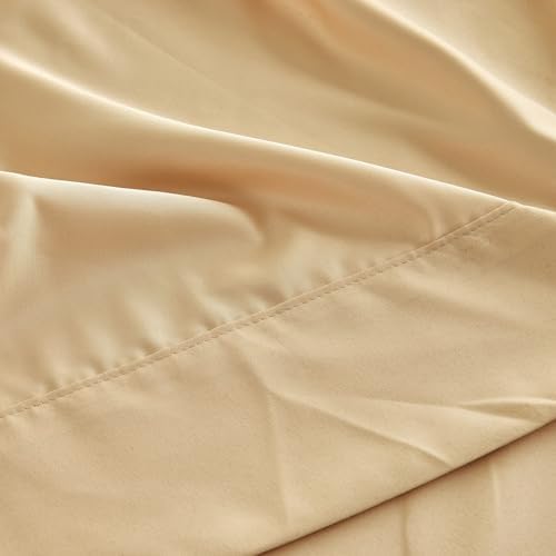 Kingnex Oversized King Flat Sheet 132x110 Top Sheet Only Beige