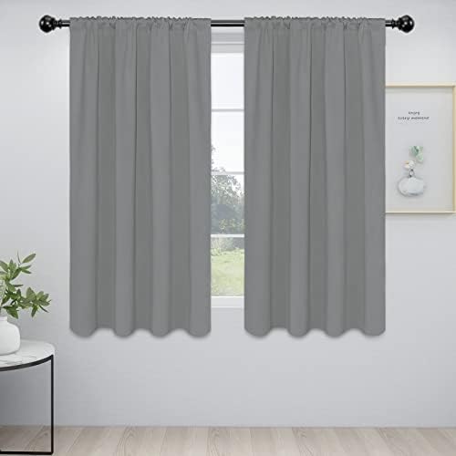 Easy-Going Rod Pocket Blackout Curtains, 2 Panels 42x63in, Light Gray
