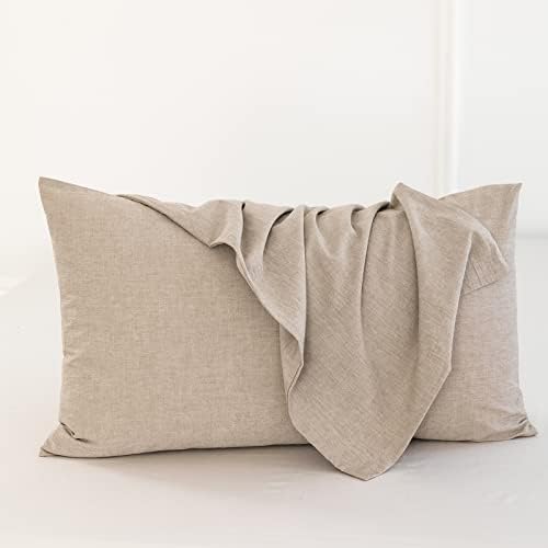 MOOMEE Pillowcase Set of 2 100% Washed Cotton Linen-Like King