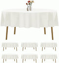 6 Pack Round Tablecloth 90 Inches Ivory Table Cloth Stain and Wrinkle