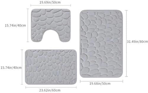 Memory Foam Bath Mat Set 3 Pieces Non Slip Absorbent Bathroom Rugs
