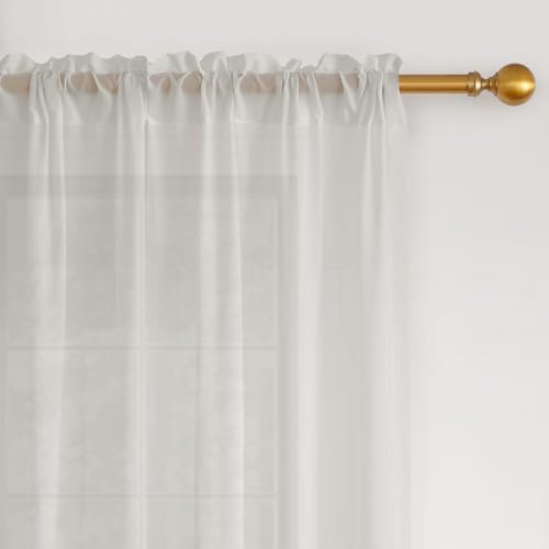 108 Inches Long Semi Sheer Curtains, 2 Panels for Living Room