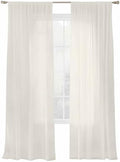 Solid Color Sheer Curtains 108 Inch Long, Beige Light Filtering Rod