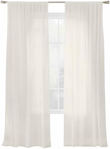 Solid Color Sheer Curtains 108 Inch Long, Beige Light Filtering Rod
