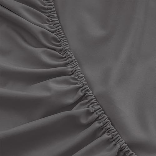 4-Pcs Dark Grey King Bed Sheet Set 100% Cotton 16" Deep Pocket