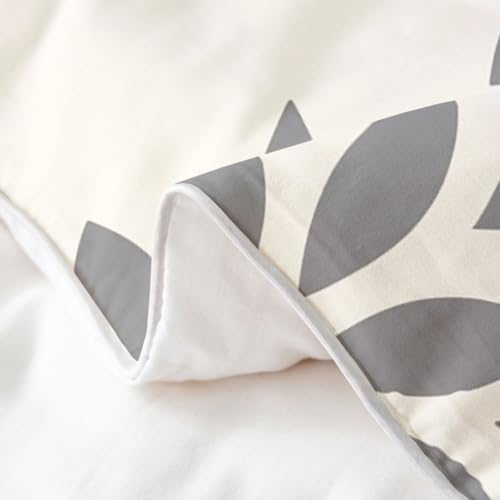 jejeloiu Farmhouse Modern Geometric Floral Duvet Cover 100% Cotton