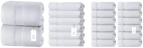 White Classic 2 Luxury White Bath Sheet Towels 35 x 70, 6 Hand Towels