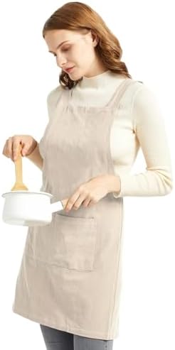 ELEZAY Aprons for Women with Pockets Plus Size Comfort Cross Back No