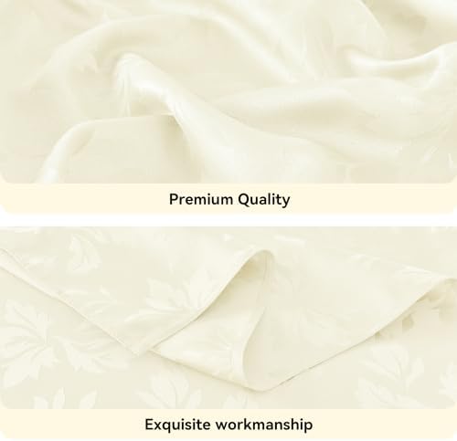 Romanstile Jacquard Rectangle Tablecloth 52 x 70 Inch, Ivory