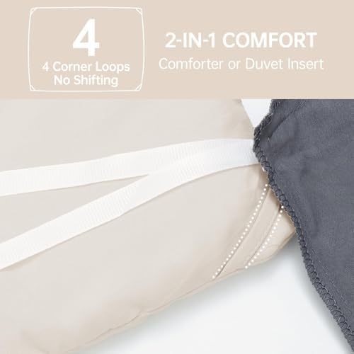 MUXHOMO Cal King Comforter Set, 3-Piece All-Season Bedding, Beige