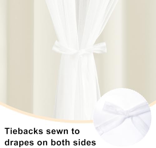 Hiasan Blackout Curtains with Sheer Overlay, Ivory, 52W X 108L, 2pcs