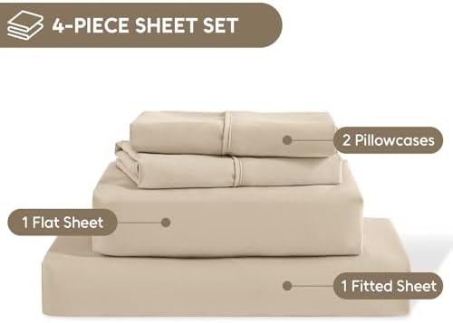 Full Size Bed Sheets Set, 4 Pieces Hotel Luxury Soft Microfiber Bed