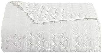 BOURINA Quilt Set White King Embroidery 3-Piece Soft Bedding Set